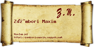 Zámbori Maxim névjegykártya